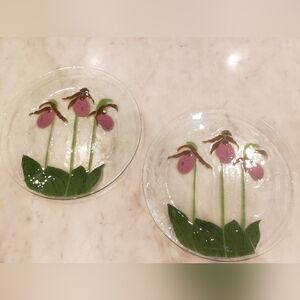 Handmade Fused Art Glass Plates Set Of 2